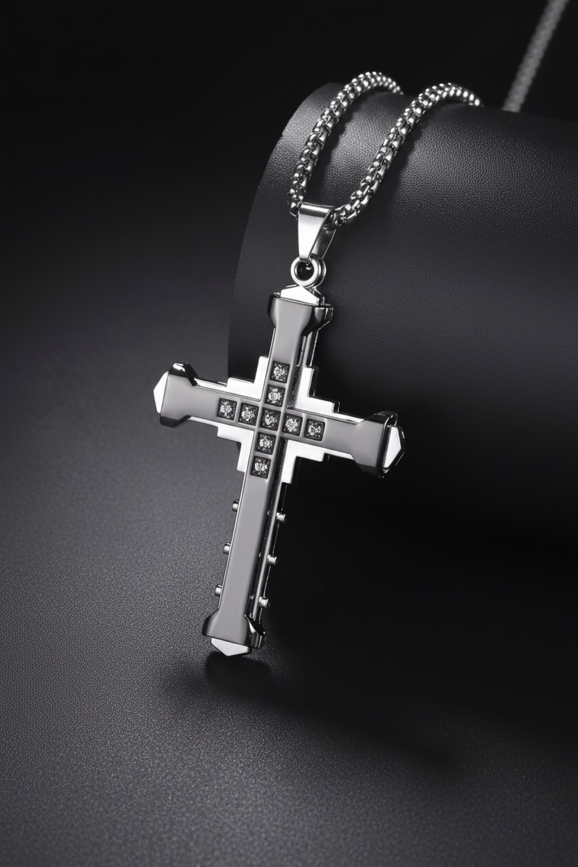 Midnight Valor Cross Necklace